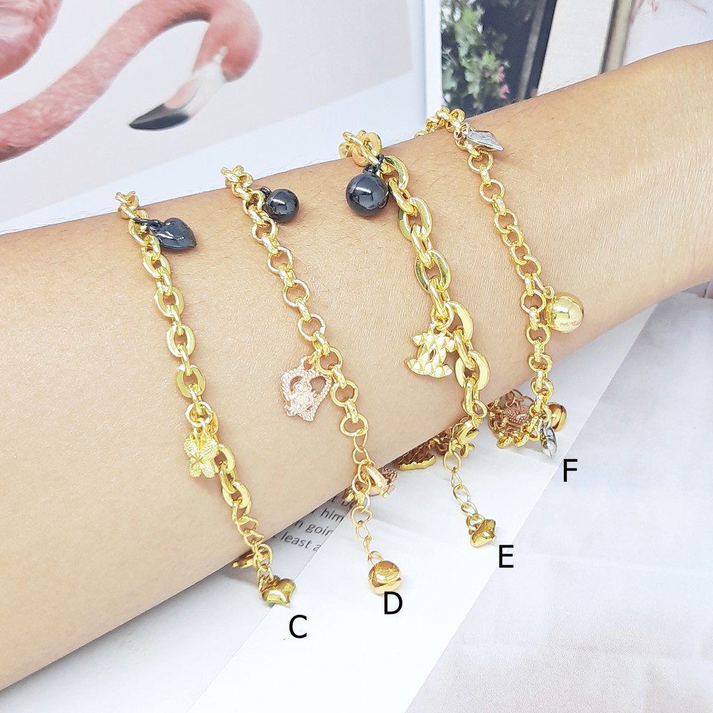 Gelang Xuping Rantai Bulat Rumbai Hati  Lapis Emas 18k - BB424