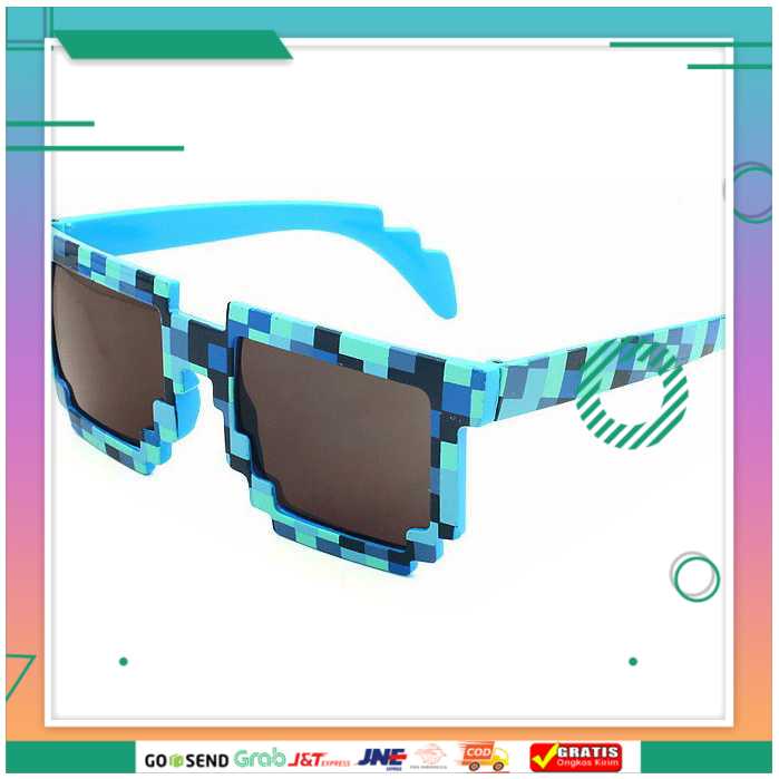 (BISA COD) FTIHSHPLong Keeper Kacamata Anak Model Pixel Minecraft Mosaics UV400 - 088