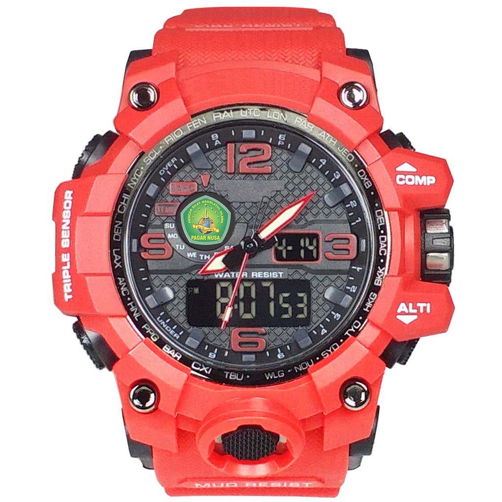 (Istimewa Bossque) Jam PAGAR NUSA - NU DT Full Merah (Exclusive)
