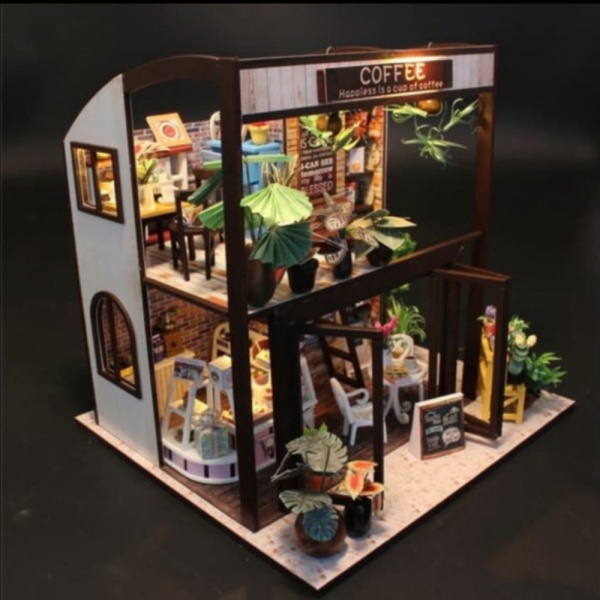 

Promo DIY Do It Yourself M027 Happiness of a cup coffee Dollhouse Model Kit Diskon