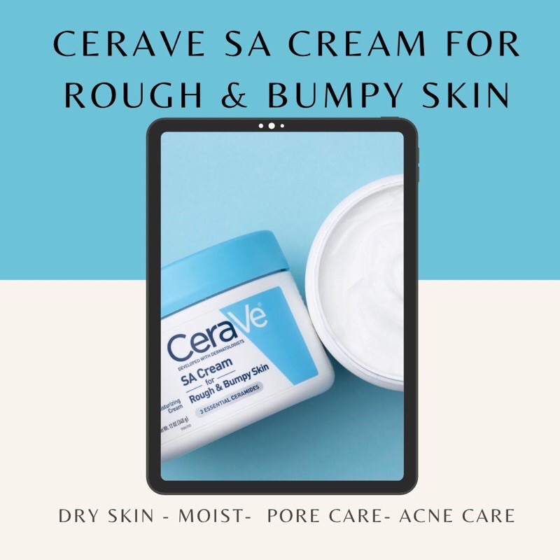 CERAVE SA Cream For Rough And Bumpy Skin Moisturizer with Salicylic Acid for Normal to Dry