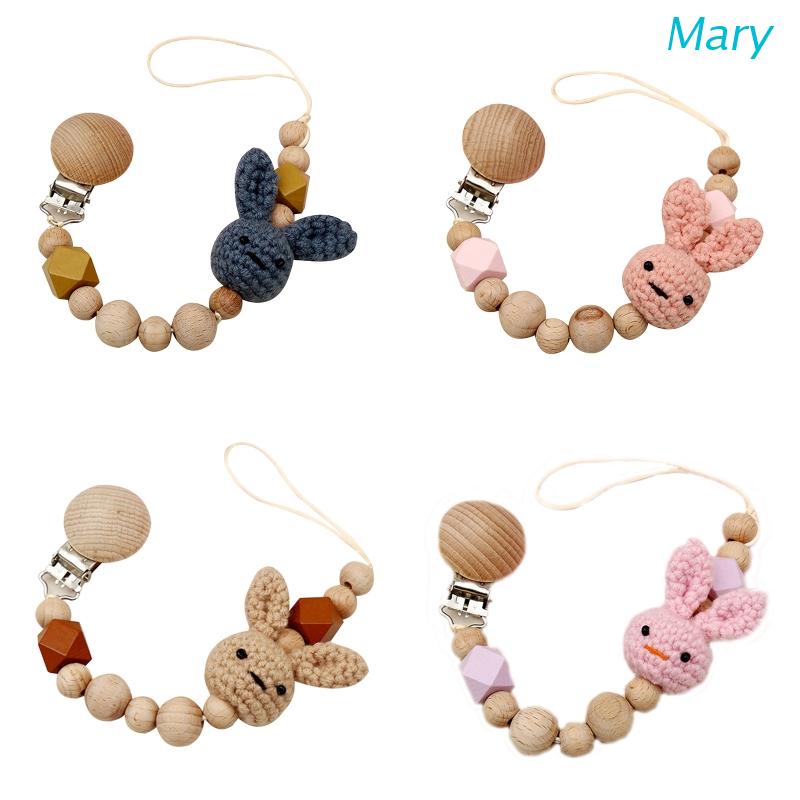 Mary Klip Rantai Manik Kayu Crochet Kelinci Holder Dot Empeng Bayi DIY