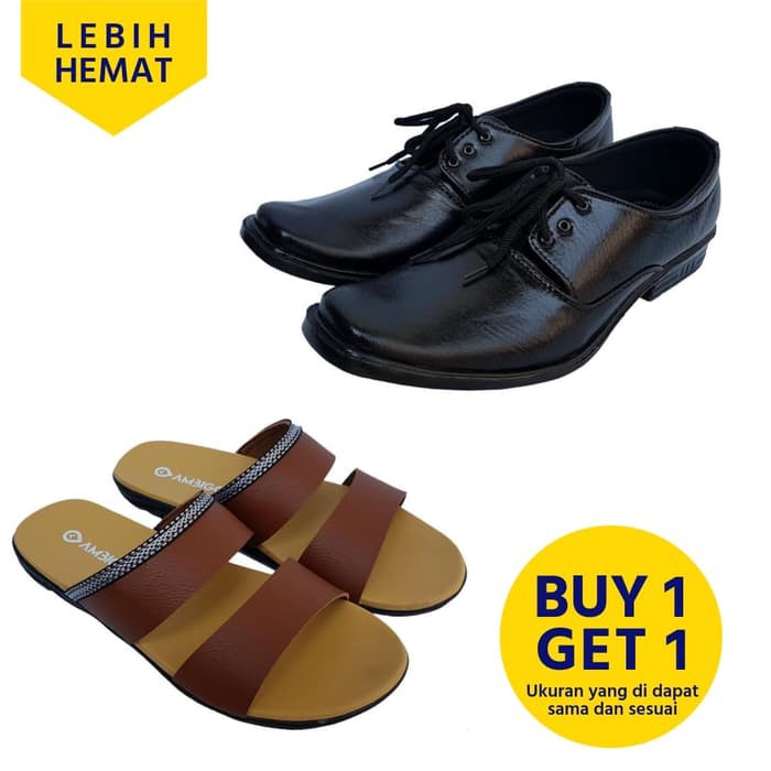 S46X3 Sepatu Pantofel Santai Casual Kerja Kuliah   Ambigo Sepatu Formal Pantofel Pria T02 Gratis S