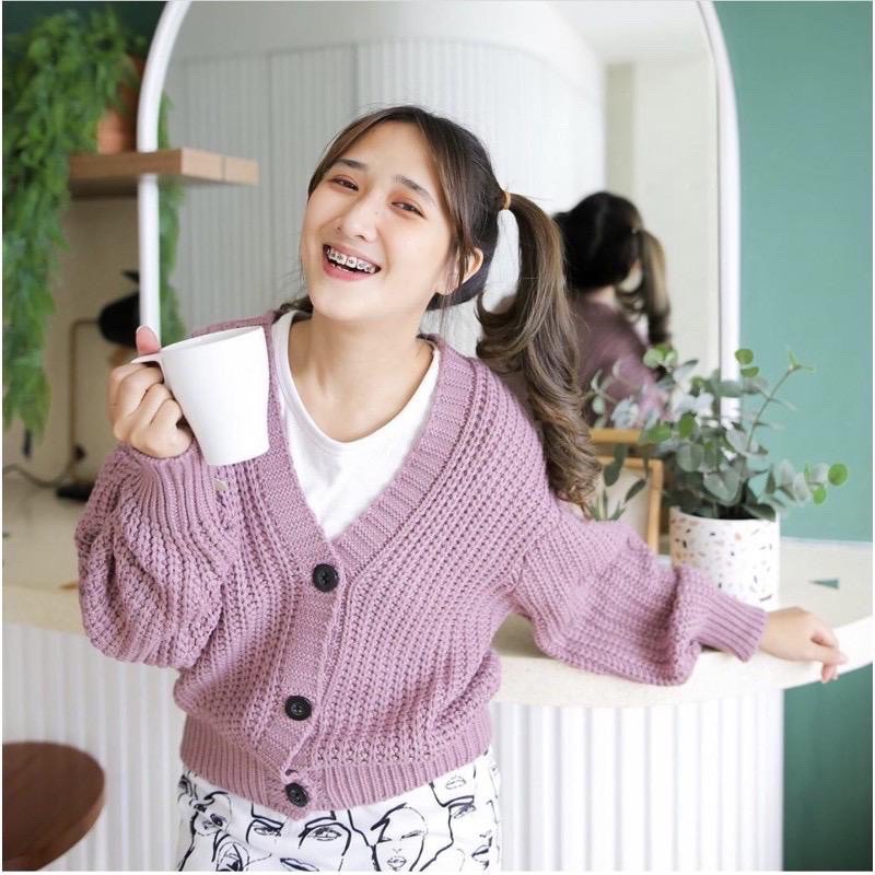 Cardy Lova cardi rajut wanita murah import lengan balon premium