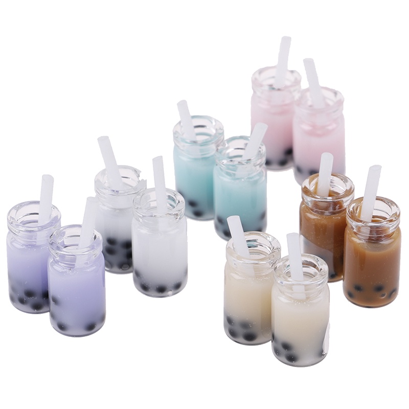 (R1Id &amp; Available) 2pcs Miniatur Minuman Pearl Milk Tea Untuk Aksesoris Rumah Boneka 1 / 12