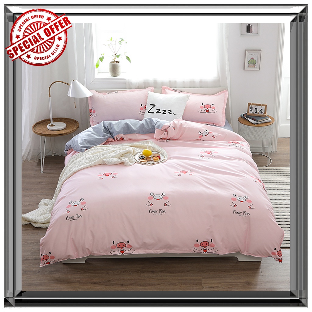 【Ready Stock in Indonesia】Kartun Sprei Dan Sarung Selimut/BedCover Katun Duvet Cover Import Ukuran U
