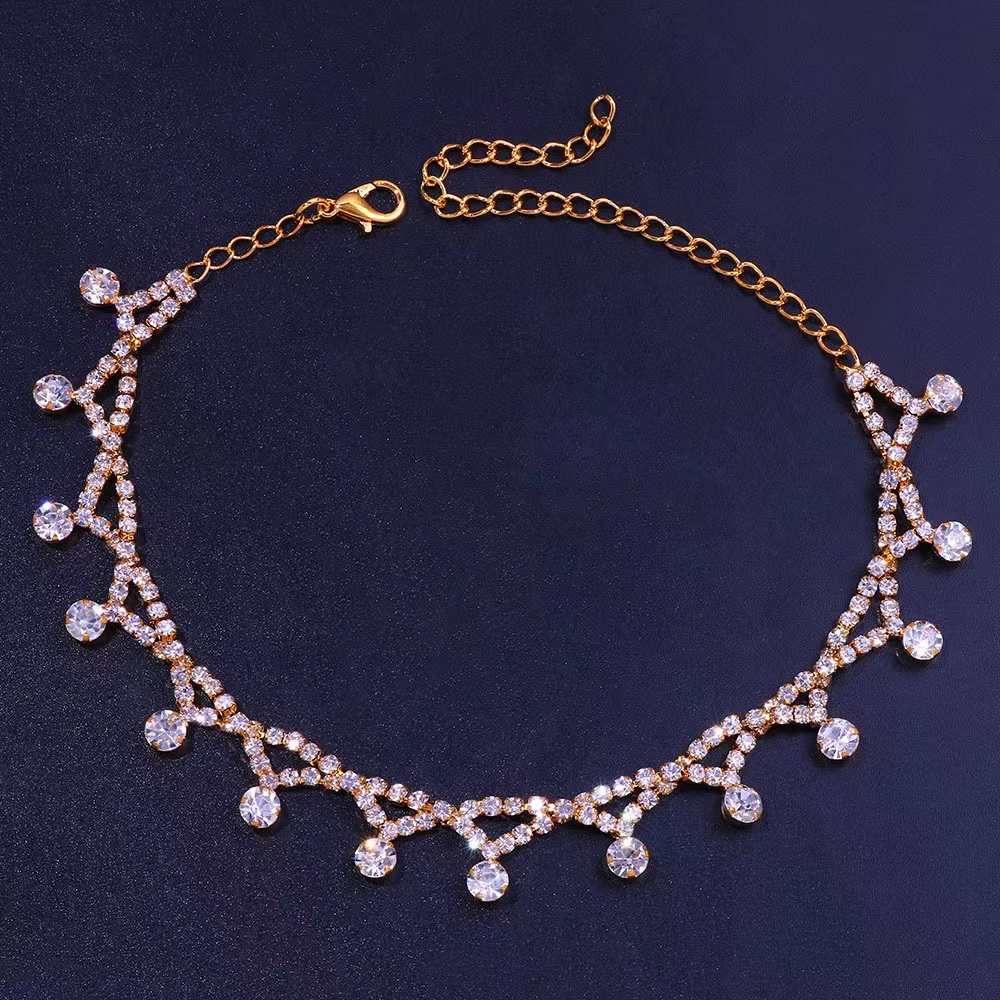 Simple Cutout Crystal Ankle Bracelet 5185