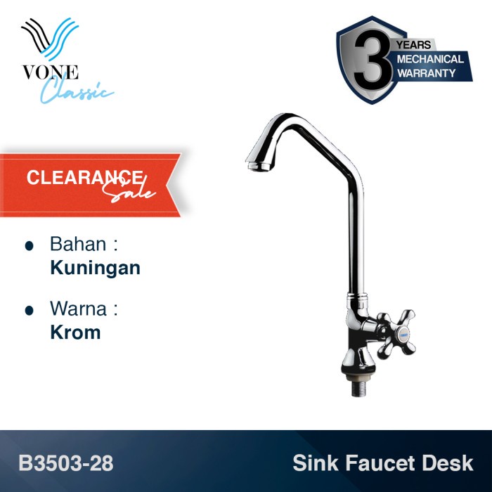 VONE CLASSIC B3503-28 Keran Angsa Air Tanam Baling Kuningan Chrome