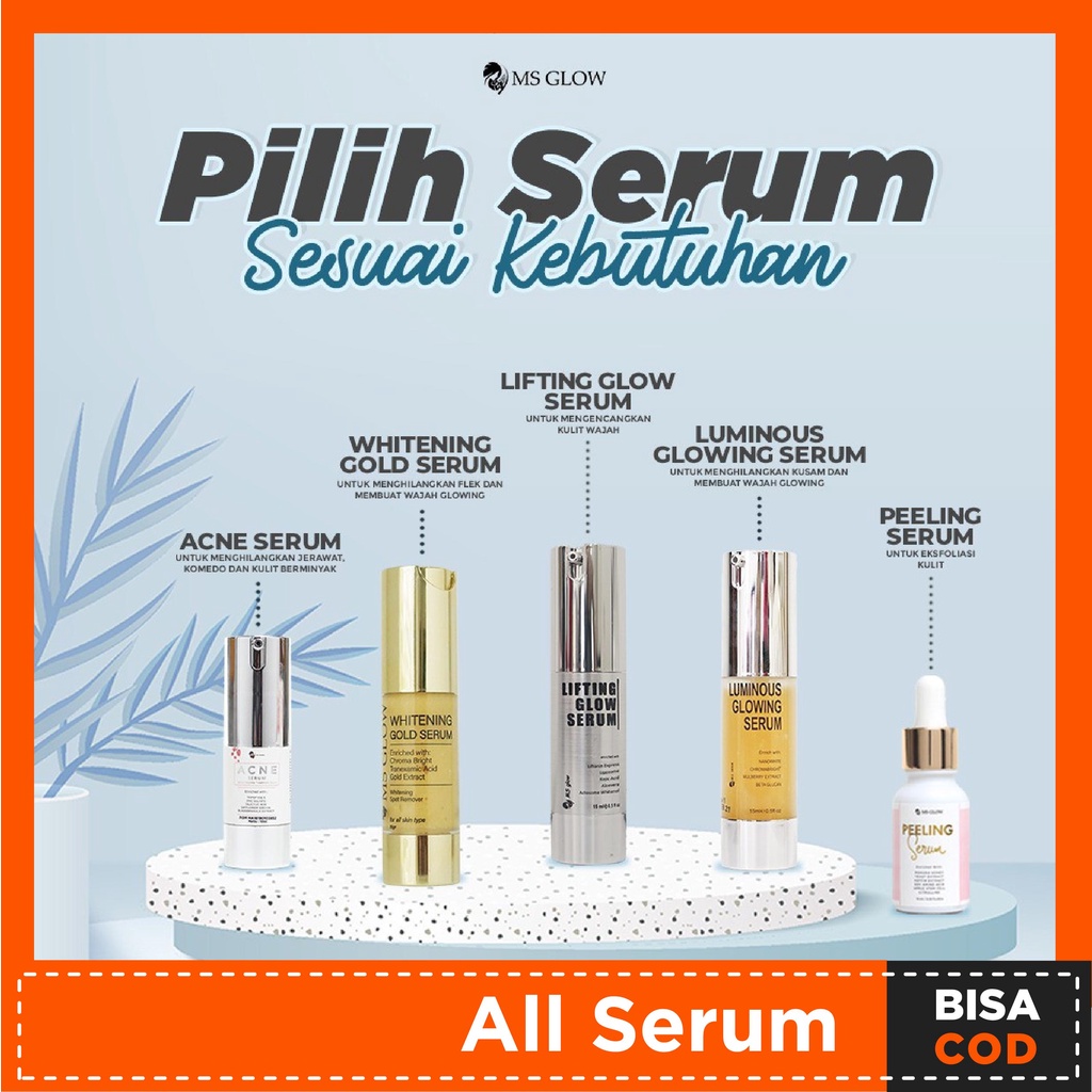 Serum MS Glow Serum Whitening Gold Serum Cell DNA Serum Lifting Serum Acne Serum Luminous Serum Peeling Deep Essence Acne Spot  Darkspot pore away serum Ms Glow