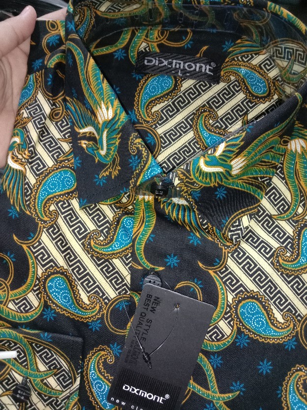 Kemeja Batik Pria Lengan Panjang Bl37 Katun Motif Modern Dixmont Semi Slimfit Premium