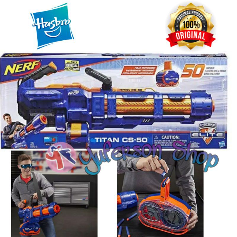 NERF Elite Titan CS-50 Blaster Fully Motorized, 50-Dart Drum, 50 Darts