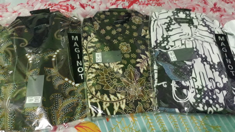 Maginot Kemeja Batik 2.0 Diraya-ls Motif Timbul Lengan Panjang Pria + Free Masker