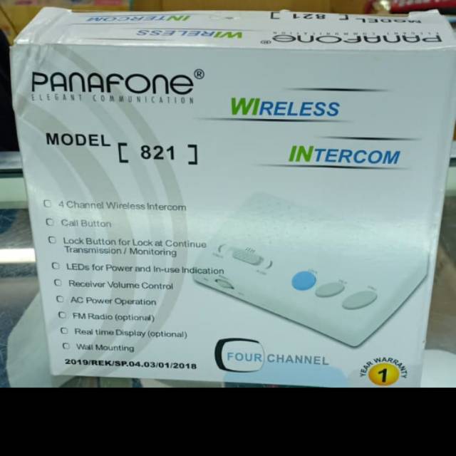 PANAFONE WIRELESS INTERCOM MODEL 821