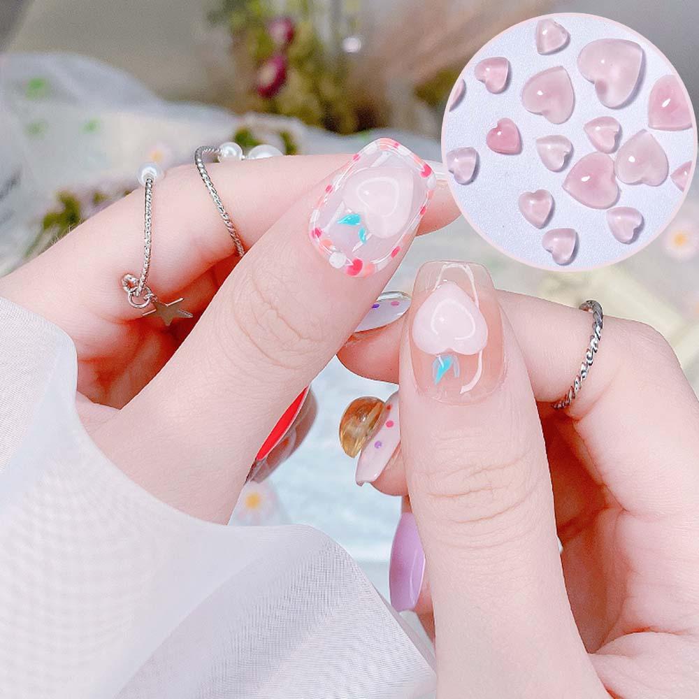 Agustin 3D Nail Art Dekorasi Fashion Aurora Cinta Berbentuk Hati Kristal Berlian DIY Hiasan Kuku