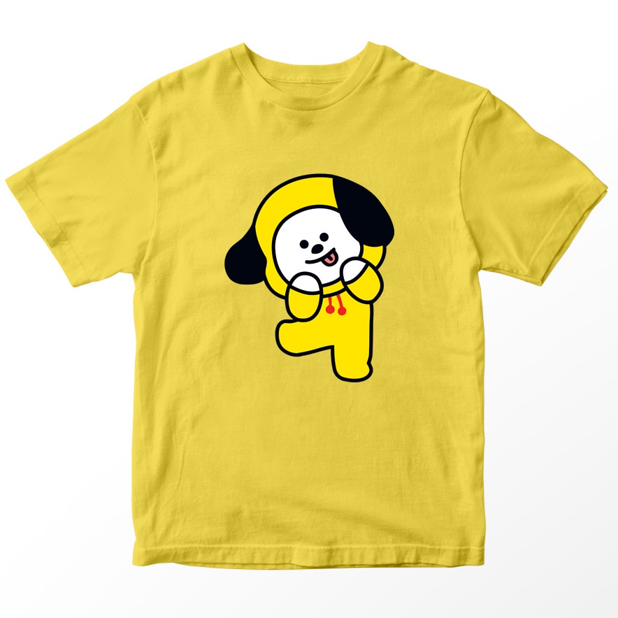 Kaos BT21 BTS Anak Gambar Chimmy, Warna Kuning, Umur 1-10 Tahun