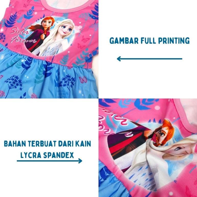 Dress Baju Anak Perempuan Frozen Lengan Pendek / Daster Anak Karakter Umur 4 - 10 Tahun [Abel]