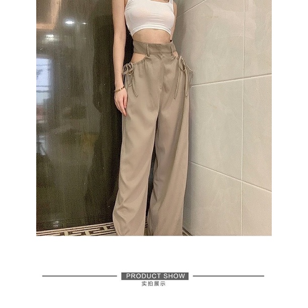 [ready stock] jooah cut out pants | celana panjang model korea baggy import