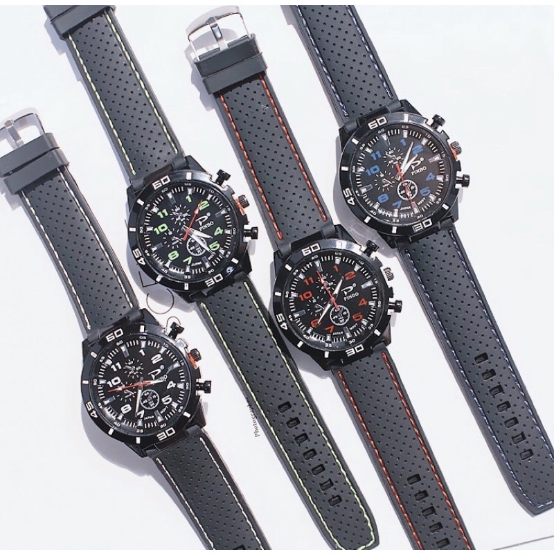 (COD) Jam Tangan Pria Sport Quartz Analog Fashion Korea / Jam Tangan Pria Sport Chrono Import