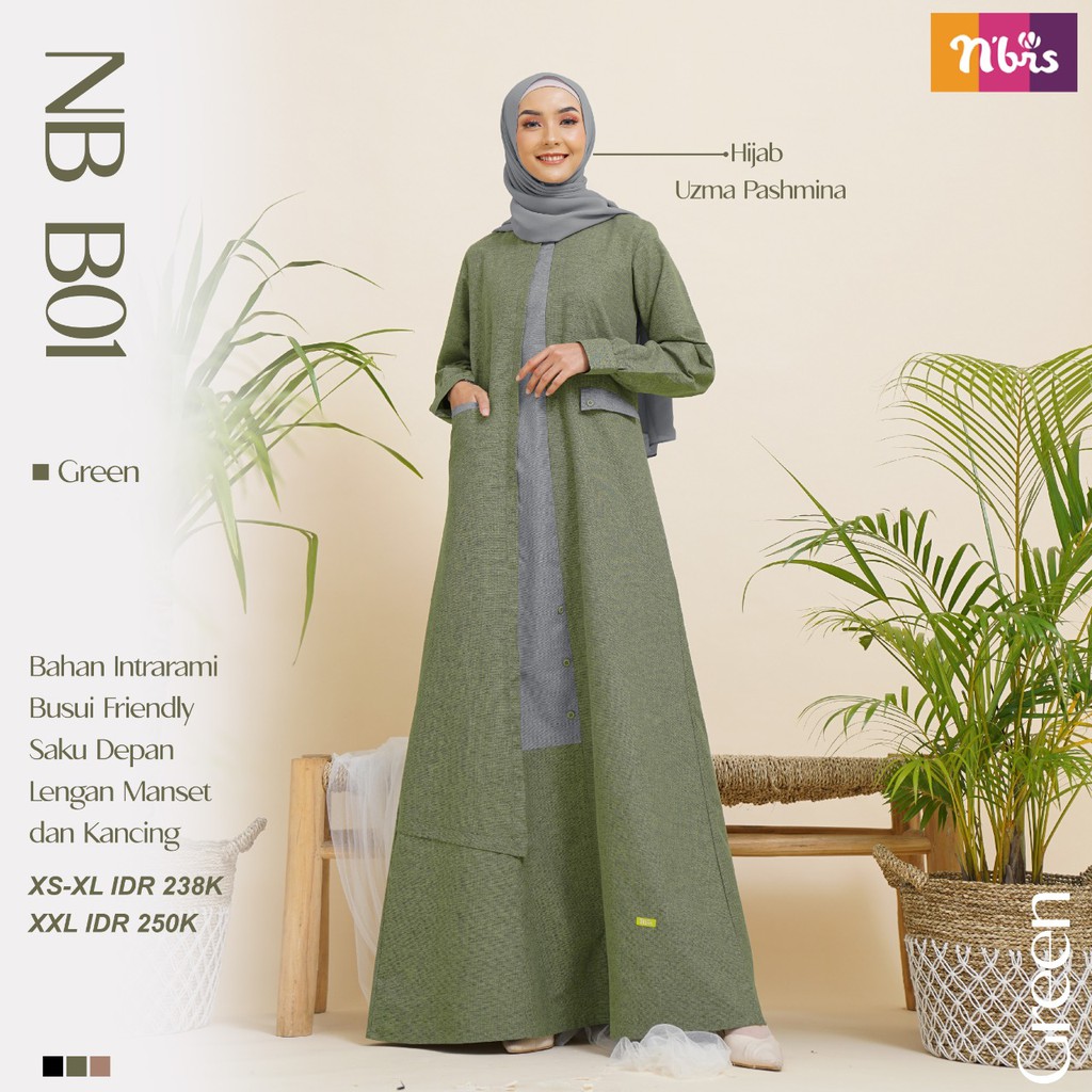 Nibras Gamis nb b01 Gamis Nibras bahan Intrarami Gamis Dewasa Polos Elegant