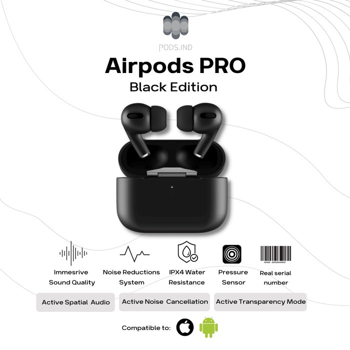 THE PODS PRO BLACK EDITION WIRELESS CHARGING CASE (HIGHEST VERSION)