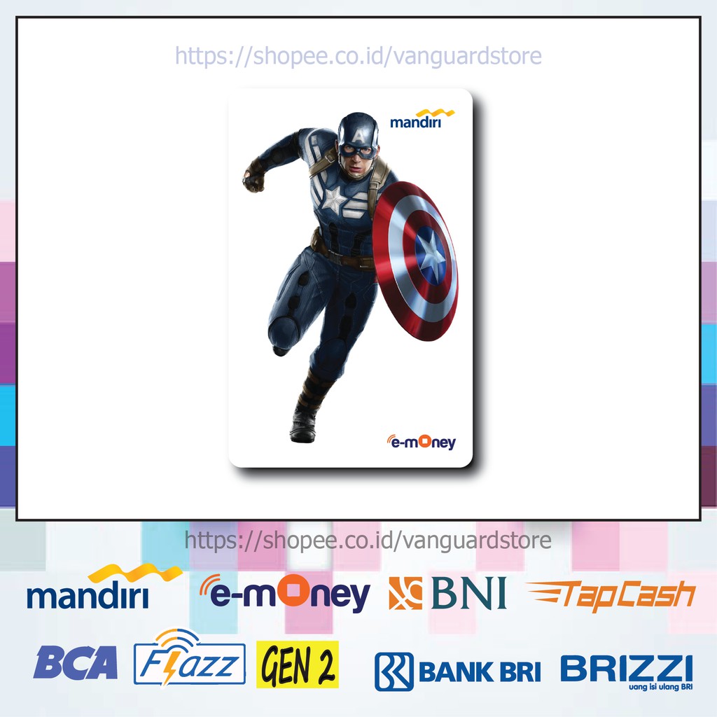 KARTU E MONEY E TOLL SUPERHERO CAPTAIN AMERICA ANIME 43 EMONEY MANDIRI FLAZZ BCA BNI TAPCASH BRIZZI