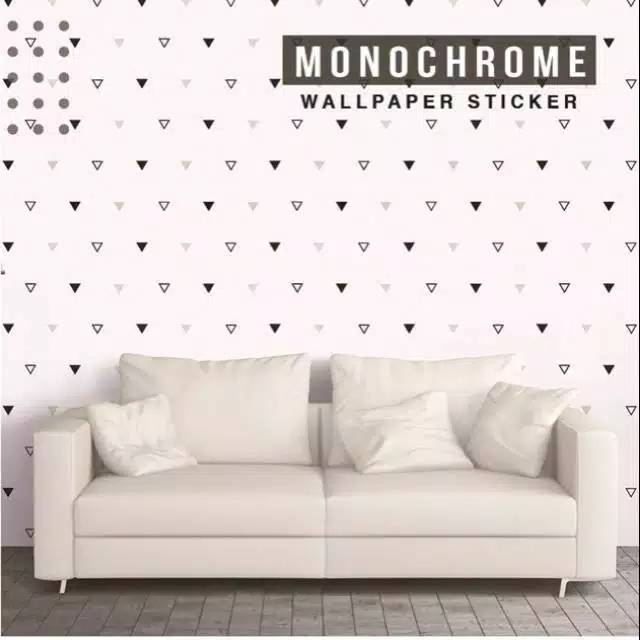 BARU - Wallpaper Sticker Dinding Murah Motif Segitiga Monochrome Hitam Putih Silver Minimalis Keren
