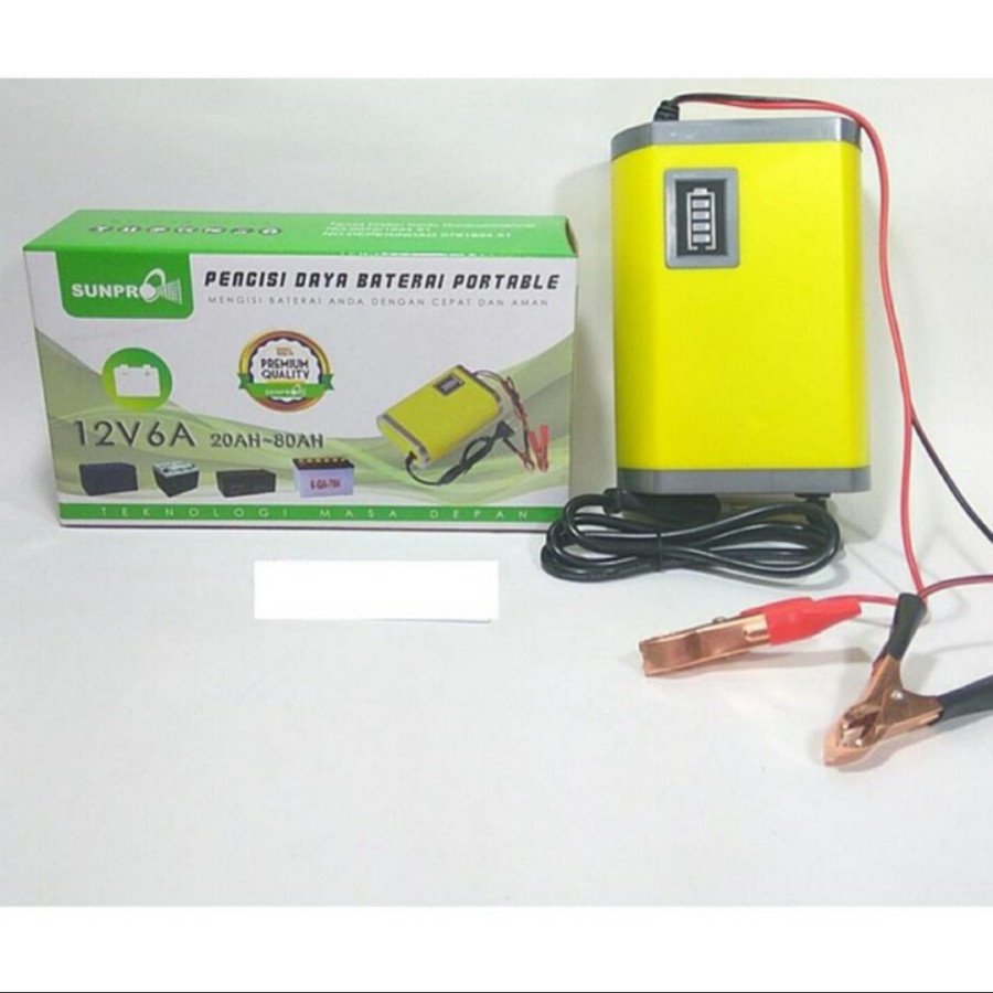 COD Battery Charger Sunpro 12V 6A / Casan Aki Mobil Dan Motor