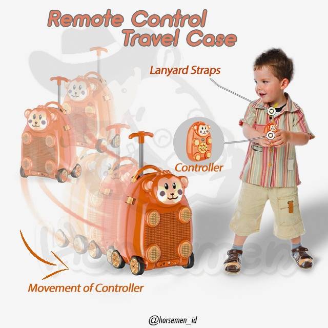 PROMO HM1003 Koper Anak Hewan Singa Remote Travel Trolly Tas Karakter Sekolah Cabin Size Horsemen