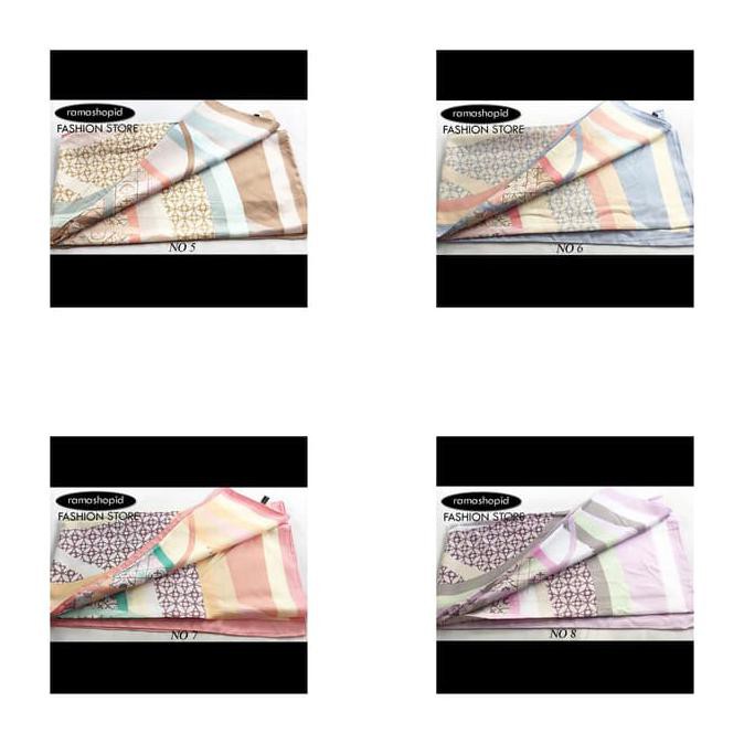 Jilbab segiempat motif warna pastel