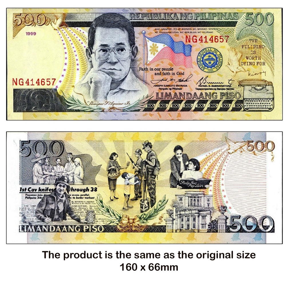 Uang Kuno Philipina (Old money) Limandaang piso 500 peso tahun 1999 souvenir repro