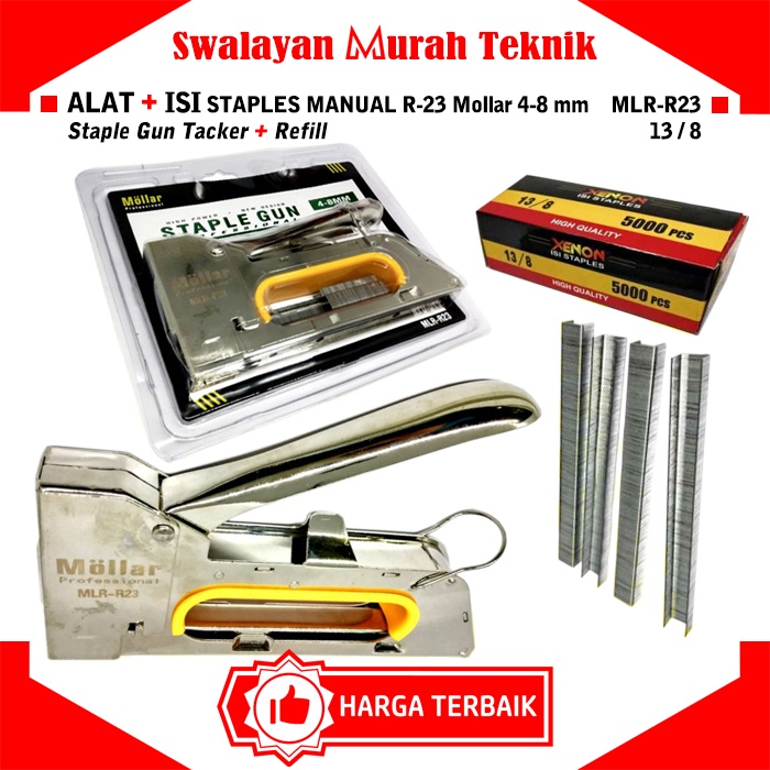 

MOLLAR R23 Alat & Isi Staples Manual R-23 Staple Gun Tacker 4-8 mm Heavy Duty