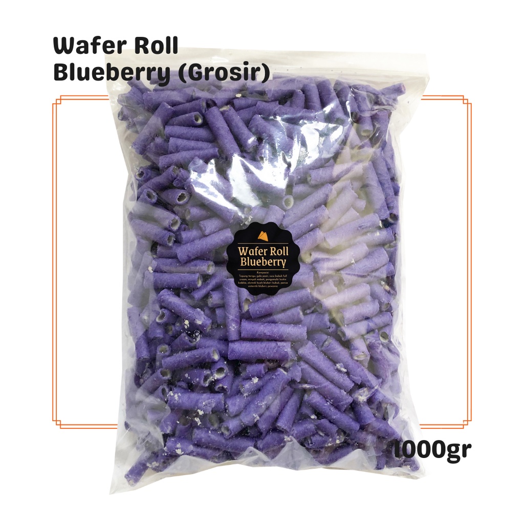 

Wafer Roll Blueberry (Grosir) 1000gr / Snack Cemilan Camilan Manis