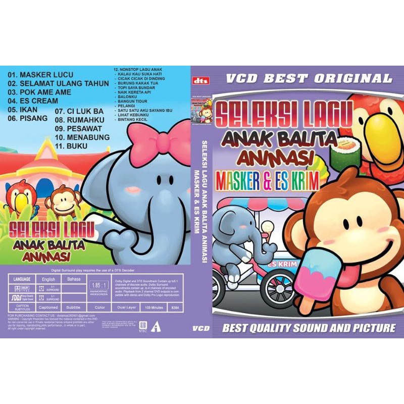 Kaset SELEKSI LAGU ANAK BALITA ANIMASI MASKER & ES KRIM
