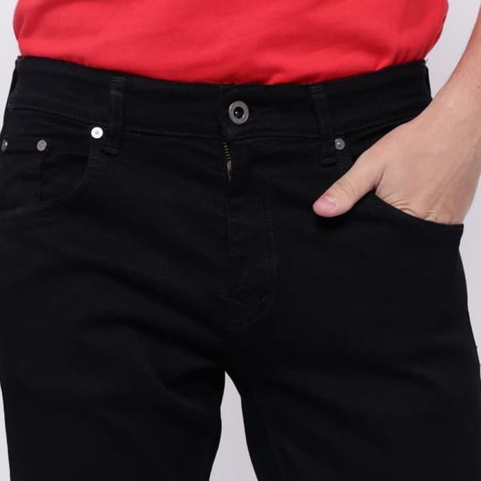 Edwin Celana Jeans 506-37-Black Slim Fit Pria Panjang Warna Hitam - Hitam, 28 High Quality