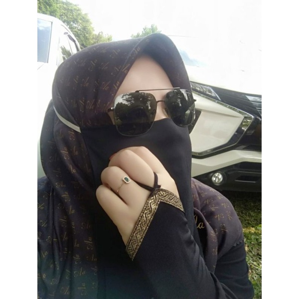Sarung Tangan Muslimah Motif Kiswah/Handsock Umroh Dan Haji Model cincin Premium Ori by Alsyahara