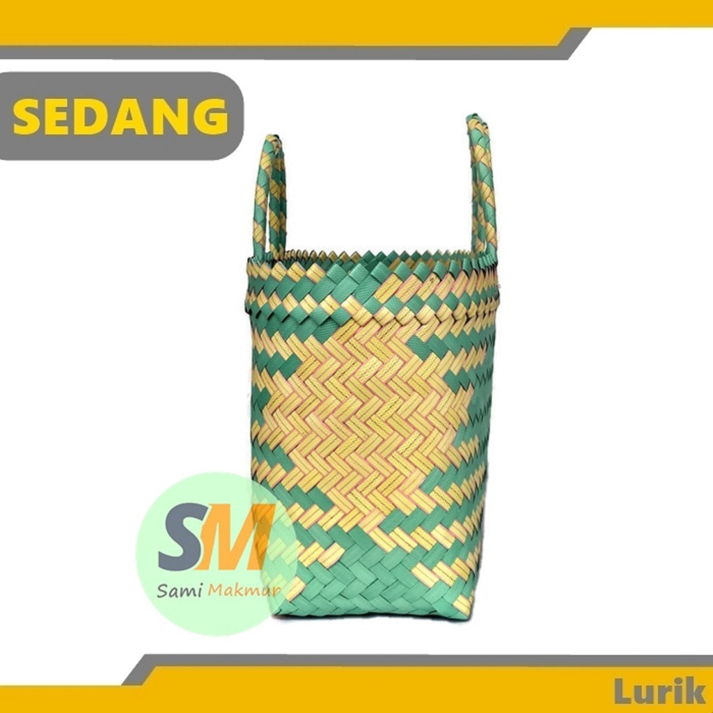 Tas Anyaman Plastik SEDANG Size M LURIK Tanggung untuk Belanja Berkat Tahlilan Muat Kotak Nasi