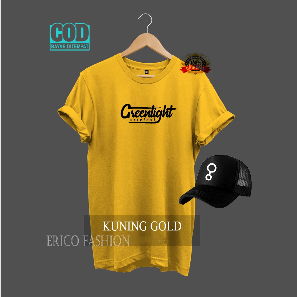 FREE TOPI.. kaos Lengan Pendek GREENLIGHT original Logo Black / kaos Pria Distro Quality Premium