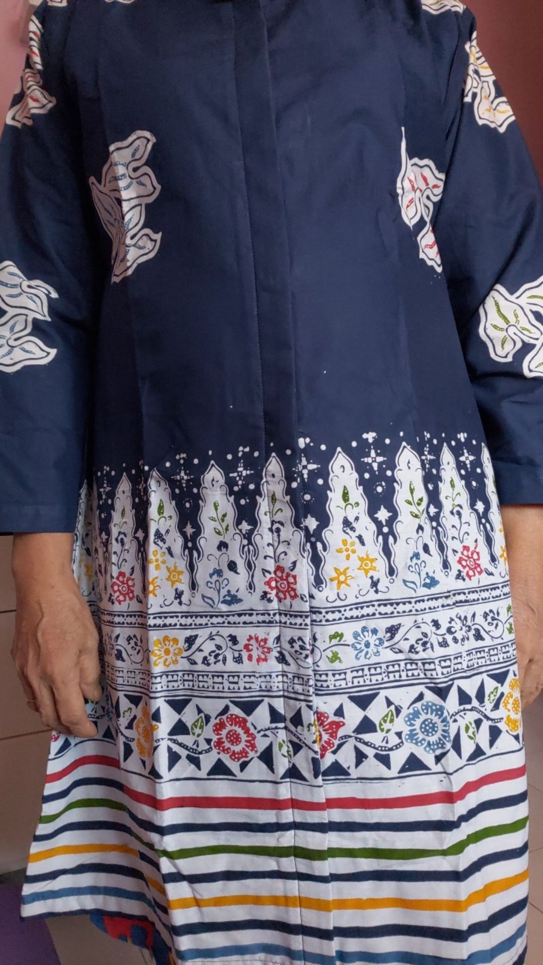 Tunik Batik Solo Premium Atasan Batik Warna Biru Wanita Batik Cap Lapis Furing Batik Kerja Modern