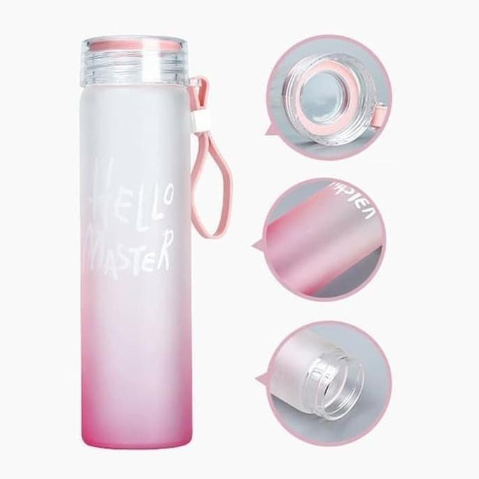 Botol minum kaca Termos Hello Master / Water bottle glass