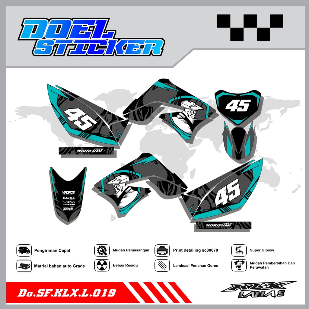 Sticker Striping Honda KLX L , S Lama List Variasi Hologram , Crome Doel 019