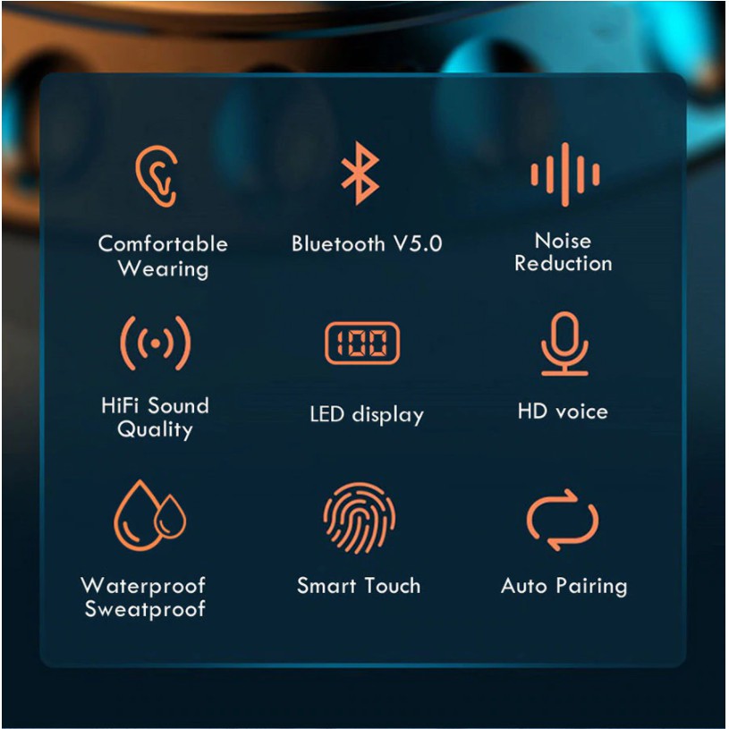 [COD] Earphone TWS F9 original anti air Bluetooth Headphone dengan mic untuk telepon dan powerbank 2000mah (new version)