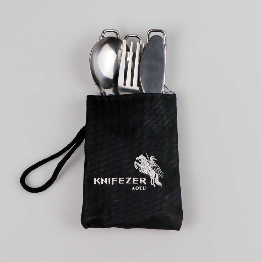 TD-DPR KNIFEZER Sendok Garpu Pisau Lipat Portabel Stainless Steel - AOTU