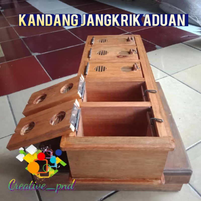 kandang jangkrik kayu 5 slot - kandang jangkrik aduan