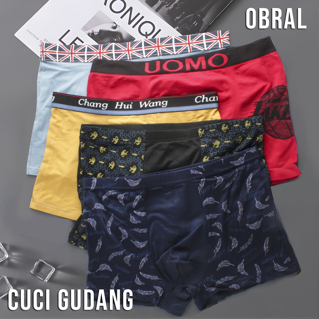 Boxer Celana Dalam Pria Cuci Gudang Import Motif Dan Warna Random Baru - Boxer Random