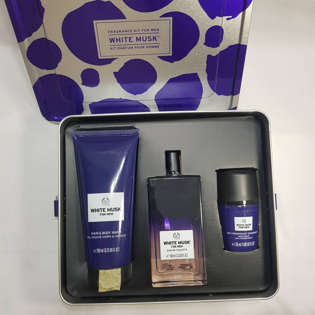 kado pria kado ayah THE BODY SHOP GIFT MEDIUM WHITE MUSK FOR MEN parcel parfum edt deodoran wangi