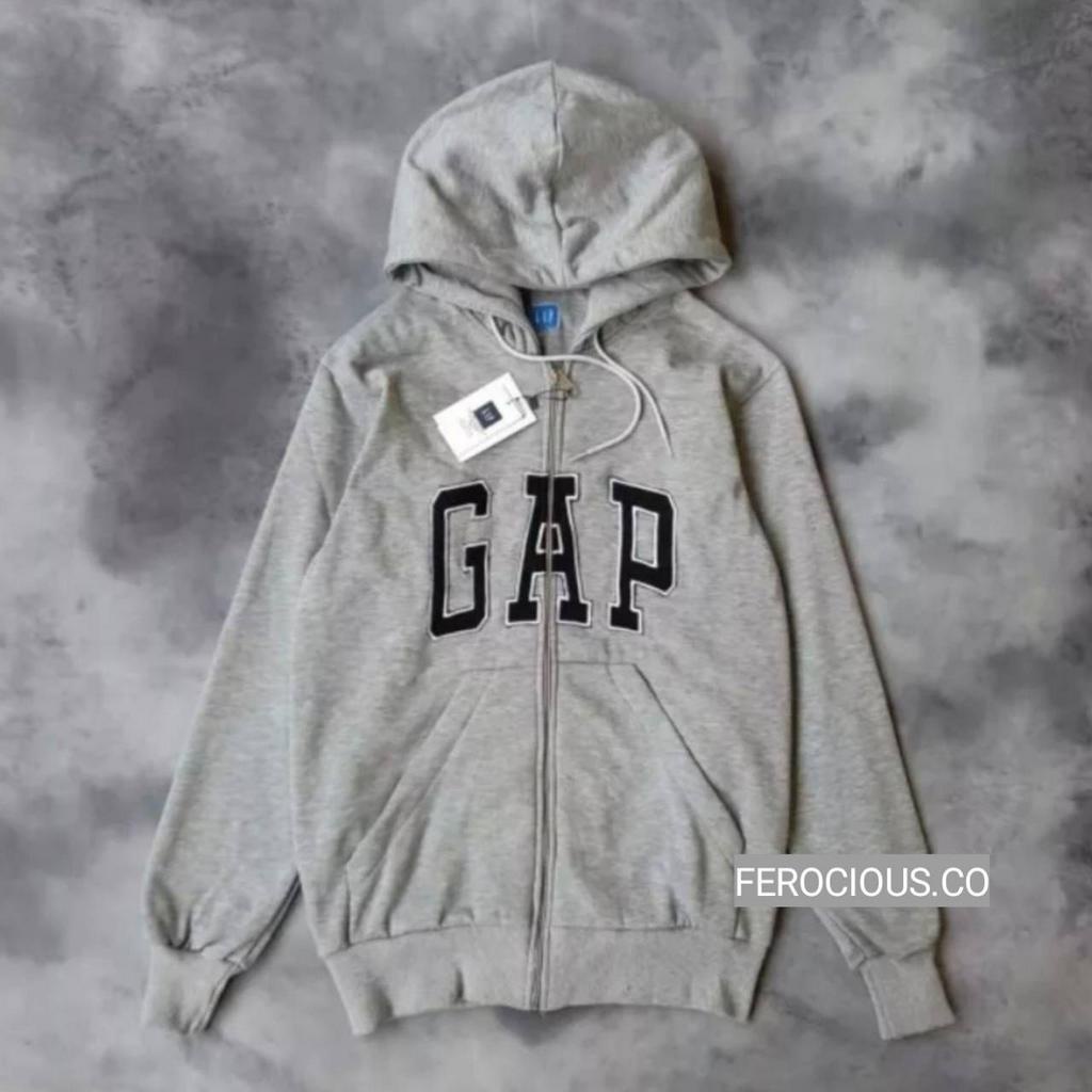 JAKET SWEATER HOODIE ZIPPER G4P ARCH LOGO KREM PREMIUM AUTHENTIC TERLARIS PREMIUM