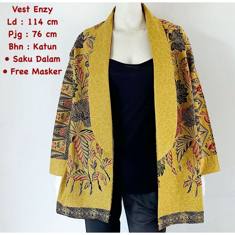 Vest enzy kasmaran tribal batik solo atasan kerja batik trendy bolero kantor cardi kantor