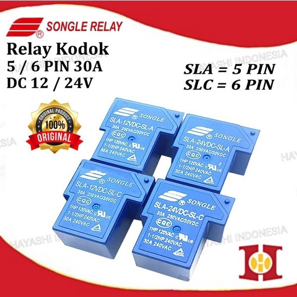 Relay PCB Songle DC 12 24V 5 6 Pin Kaki 12VDC SL-A SL-C Kodok Original