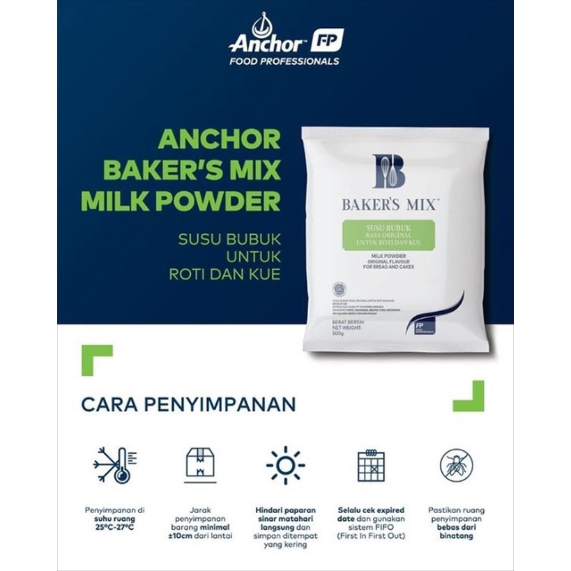 Anchor Bakers Mix Milk Powder 500 gr Susu Bubuk Untuk Roti Dan Kue Halal