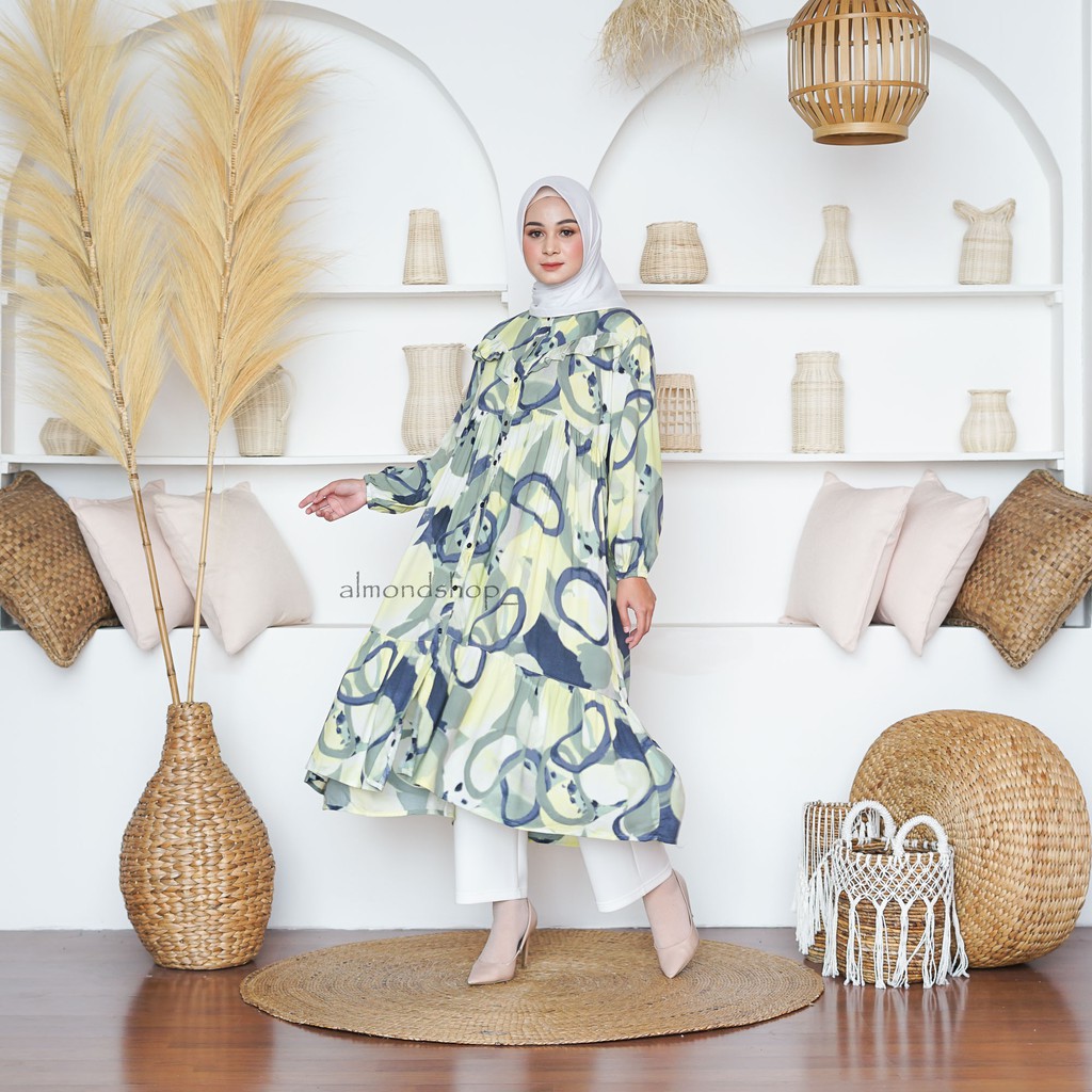 Midi Dress Rayon Motif / Dress Katun Rayon Premium / Luciu Midi Dress